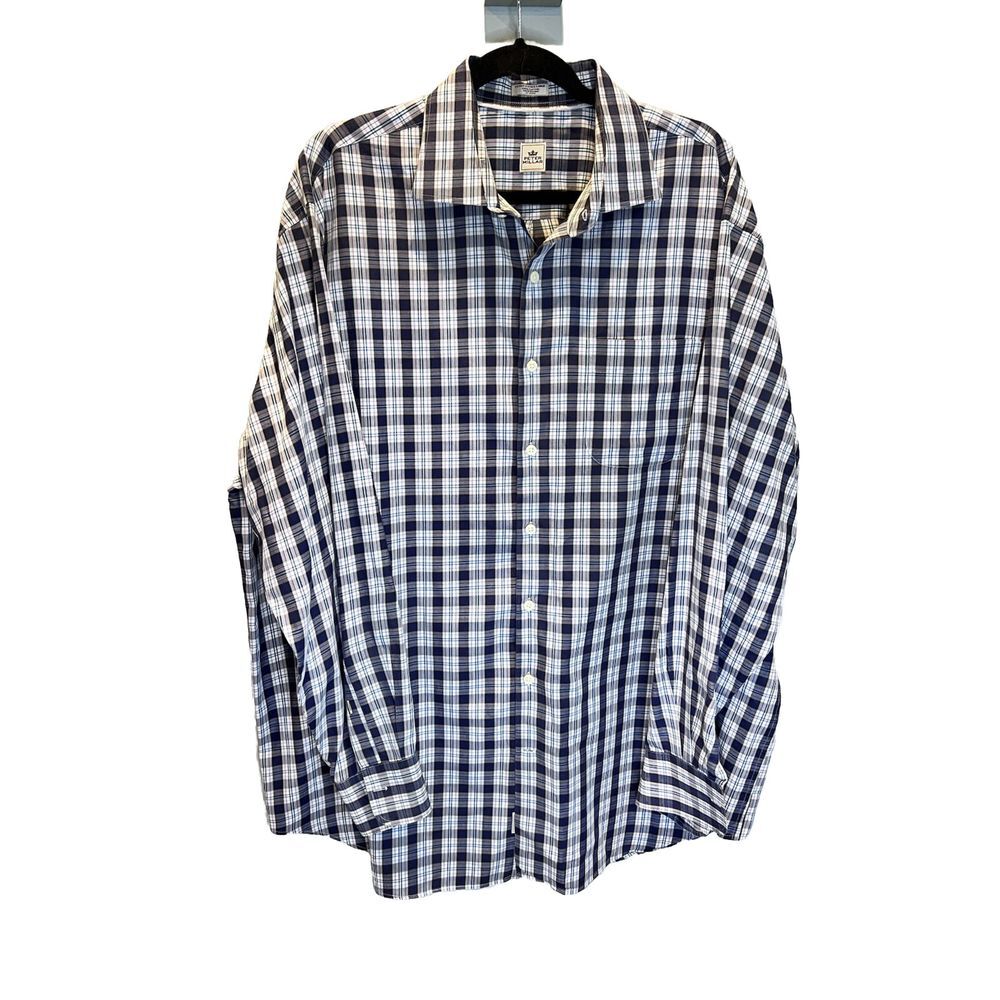 Peter Millar Button Down Long Sleeve Plaid Shirt Men's‎ 2XL Cotton